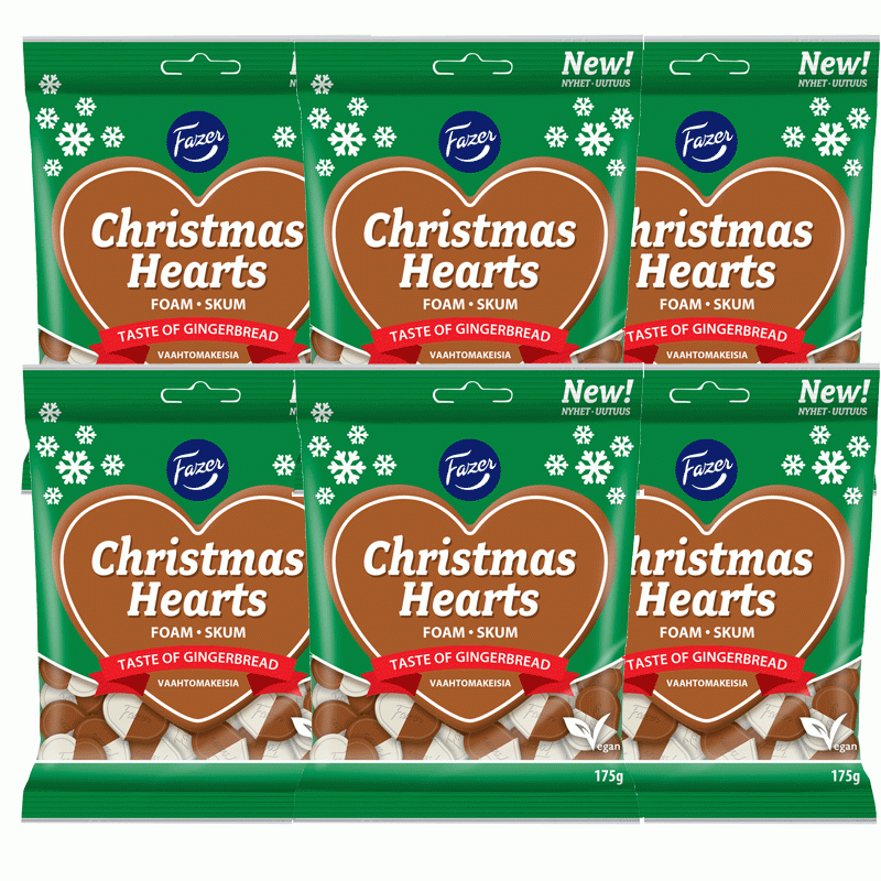 Fazer Christmas Hearts Vaahtomakeiset 6kpl